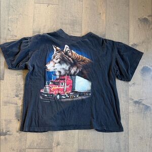 Vintage 90s Sunrise Sportswear Wolf Truck Animal Print Graphic Shirt